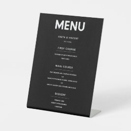 Cardápio de casamento minimalista em preto e branc