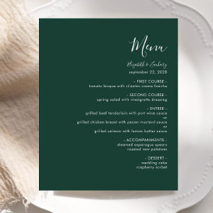 Cardápio de Casamento Moderno Esmeralda Verde Orça