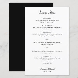 Cardápio de Casamento Moderno Minimalista Simples