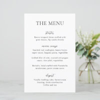Cardápio de Casamento Moderno Preto e Branco Simpl