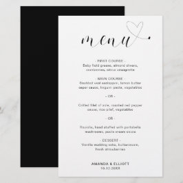 Cardápio de Casamento Moderno Simples Coração Fofo