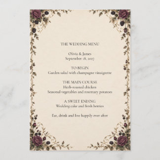 Cardápio de Casamento Once Upon a Midnight Plum Ro