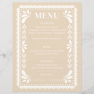 Cardápio de Casamento Papel Picado com Tema Mexica