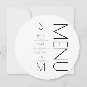Cardápio de Casamento Preto Branco Monogramado Sim