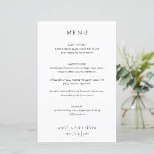 Cardápio de Casamento Preto e Branco Moderno