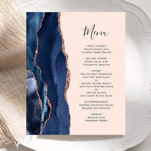 Cardápio de Casamento Rosa Dourado Ágata Navy Orça