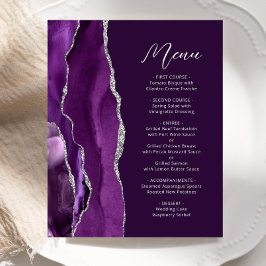 Cardápio de Casamento Roxo Prata Ágata Ameixa Orça
