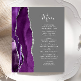 Cardápio de Casamento Roxo Prata Ágata Cinza Orçam