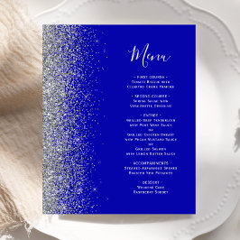 Cardápio de Casamento Royal Blue com Borda de Bril