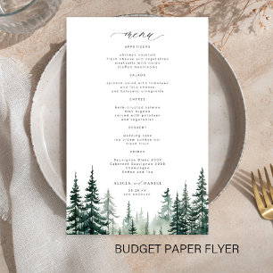 Cardápio de casamento rústico econômico com árvore