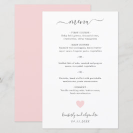 Cardápio de Casamento Simples Coração Rosa Fofo