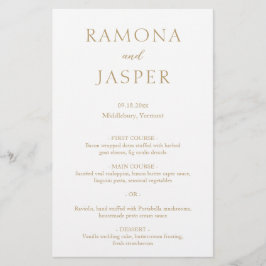 Cardápio de Casamento Simples Dourado Moderno e Ou