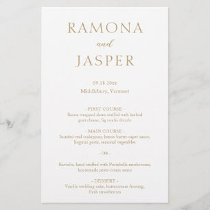 Cardápio de Casamento Simples Dourado Moderno e Ou