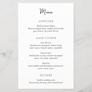 Cardápio de Casamento Simples e Elegante Preto e B