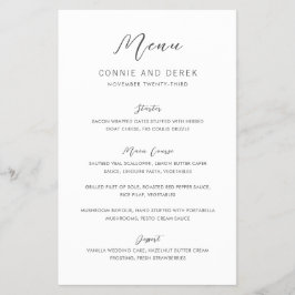 Cardápio de casamento simples e moderno dentro do