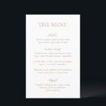 Cardápio de Casamento Simples em Ouro Moderno<br><div class="desc">Cardápio de casamento moderno com um design simples,  porém elegante.</div>