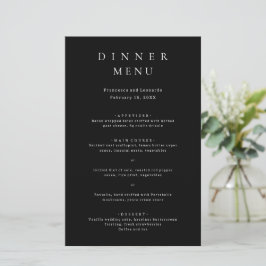 Cardápio de Casamento Simples Preto Clássico