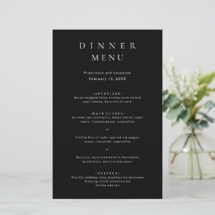 Cardápio de Casamento Simples Preto Clássico