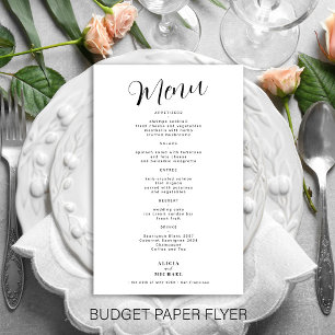 Cardápio de casamento simples preto e branco