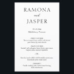 Cardápio de Casamento Simples Preto e Branco Moder<br><div class="desc">Menu de casamento elegante com um design simples e minimalista. Um layout clássico com seus nomes em letras grandes para um toque moderno nesse estilo tradicional. Esse design preto e branco pode ser modificado para qualquer cor que você escolher na ferramenta de edição de design. Um cardápio de casamento perfeito...</div>