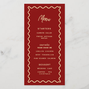 Cardápio de casamento Vermelho Caprichoso Retro Cl