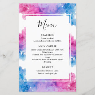 Cardápio de comida para festa de revelação de gêne