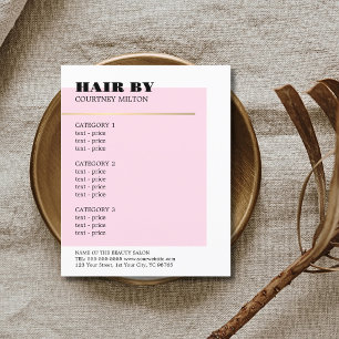 Cardápio de Estilista de Cabelo Linha de Ouro Fals