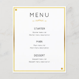 Cardápio de Evento de Casamento com Borda Dourada 
