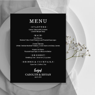 Cardápio de Jantar de Noivado Simples Elegante Pre