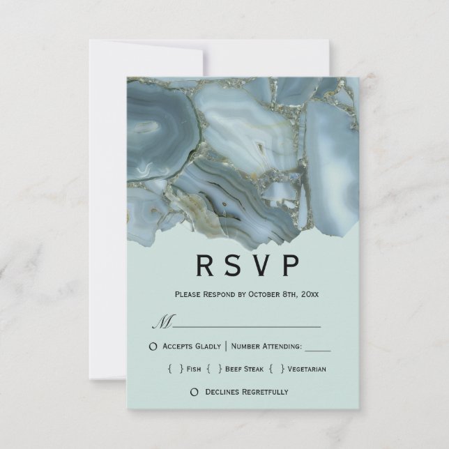 Cardápio de Mármore Clássico RSVP Casamento (Frente)