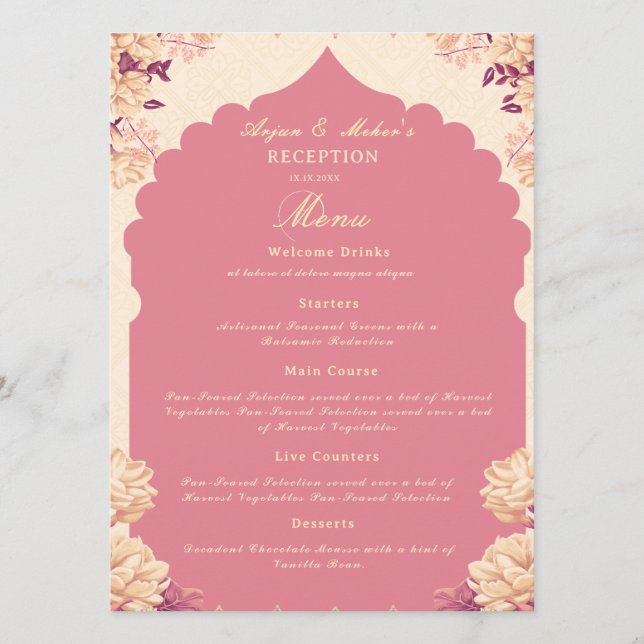 Cardápio de Recepção de Casamento Sikh | Menu Simp (Frente)
