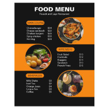 Cardápio de Restaurante Geométrico Negrito Laranja