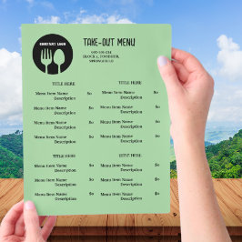 Cardápio de Take Out de Restaurante Preto e Verde