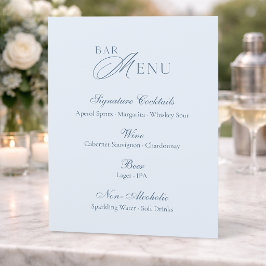 Cardápio do Bar de Casamento Azul Empoeirado