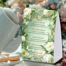 Cardápio do Chá da Festa Galentine do Jardim de Bo