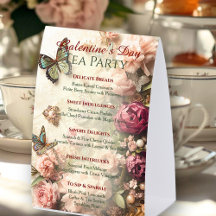 Cardápio do Chá da Festa Galentine do Jardim de Bo