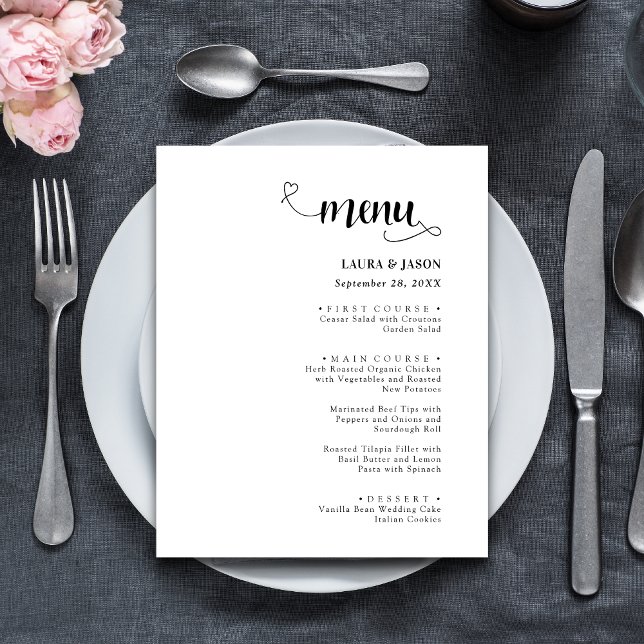 Cardápios de Casamento Rústicos com Caligrafia Sim (Simple calligraphy rustic wedding menus add warm, personalized charm to your tables.)