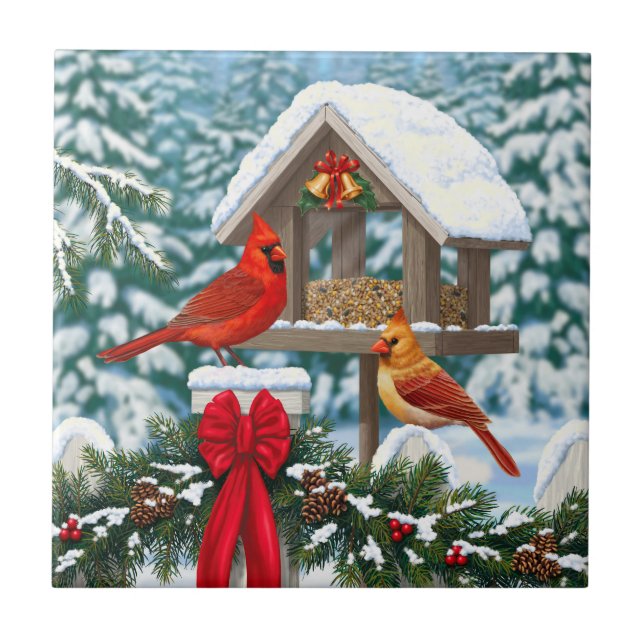 Cardeais e Comedouro de Natal (Frente)
