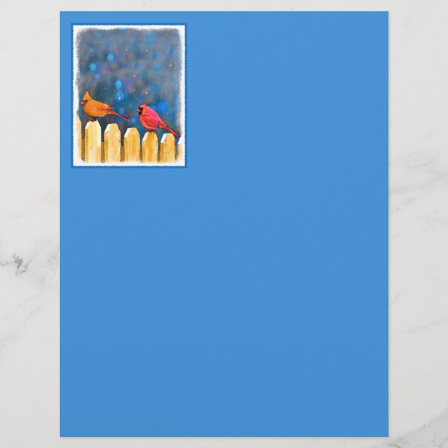 Cardeais na pintura de cerca - Arte original (Frente)