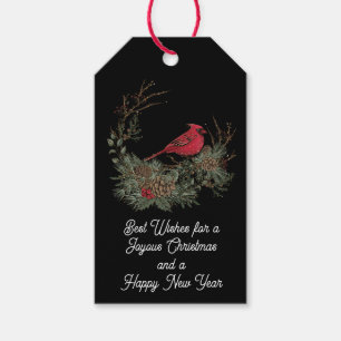 Cardeal de Natal Vermelho e Etiquetas de Presente
