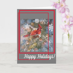 Cardeal em árvore de abetos Cartão de Natal