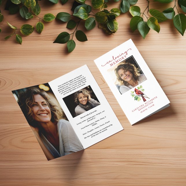 Cardeal - Memória de Amor Pequena Oração Funeral (Cardinal In Loving Memory Small Funeral Prayer Card)