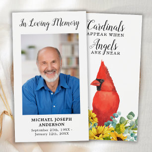 Cardeal Memorial Funeral Prayer Card com Foto