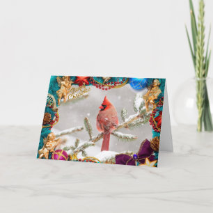 Cardeal no Cartão de Natal de Neve