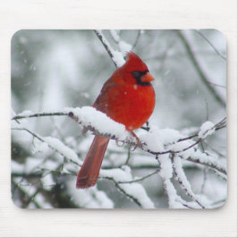 Cardeal vermelho na neve Mousepad