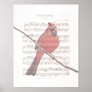 Cardeal Vintage Music Sheet Impressão
