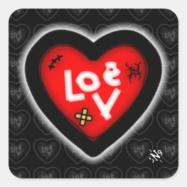 Cardíaco com contusões v1.1 adesivo quadrado (Frente)