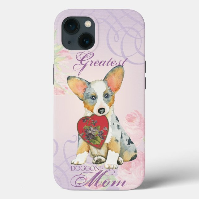 Cardigan Welsh Corgi Heart Mãe (Verso)