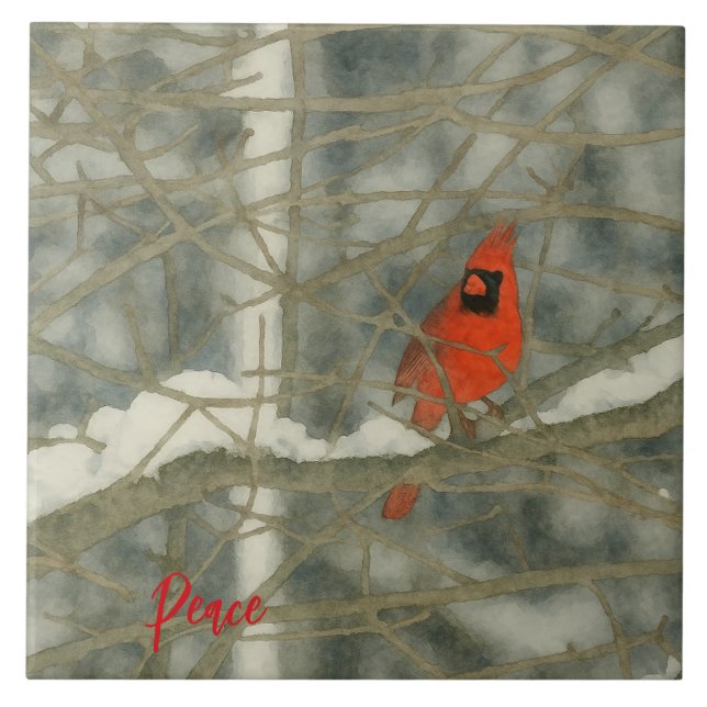 Cardinal de Aquarela de Inverno (Frente)