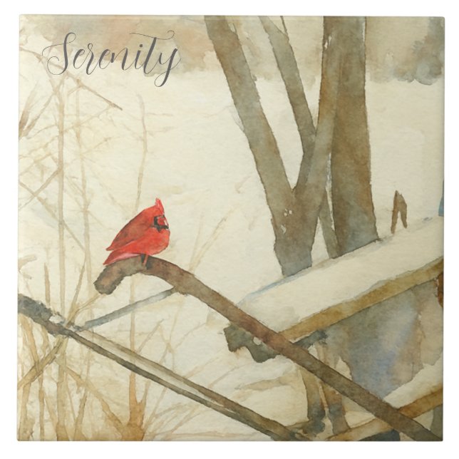 Cardinal de Inverno em Aquarela (Frente)